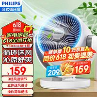 PHILIPS 飞利浦 电风扇家用空气循环扇大风量桌面台式电扇ACR2122DA白+灰 灰白色-旋钮控制