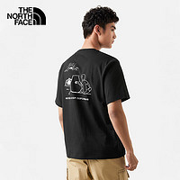 今日必買：THE NORTH FACE 北面 短袖T恤情侶款戶外舒適印花短袖88BQ 黑色/JK3 XS