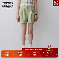 Teenie Weenie小熊2024年夏季高腰休闲短裤薄款时尚阔腿裤女士 绿色 165/M