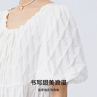 Semir 森马 连衣裙女设计感泡泡袖甜美温柔2023夏新款质感短裙俏皮少女感