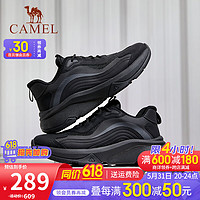 CAMEL 骆驼 网面运动鞋男2024春季新款轻盈舒适厚底增高透气休闲跑步鞋子 G14S187010T 黑色 39
