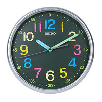 SEIKO 精工 時鐘彩色刻度簡約客廳臥室數字創意圓形石英鐘掛鐘