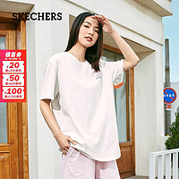 SKECHERS 斯凯奇 运动休闲T恤男女同款短袖透气棉质简约纯色情侣装上衣 棉花糖白-0074 XL