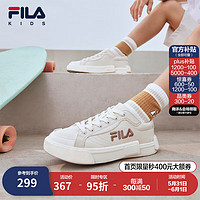 FILA 斐乐 儿童童鞋2024夏季新款中大童男童儿童经典板鞋休闲帆布鞋 泡沫白/奶白-WA 35码 内长22.0cm