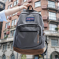 JANSPORT 杰斯伯 机场同款jansport双肩背包暮光复古女旅行包男大学生书包皮革4QVA