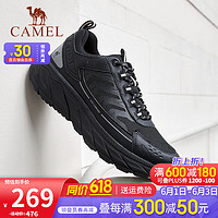 CAMEL 骆驼 男鞋2024新款户外登山防滑减震运动跑鞋软底网面透气男士休闲鞋 G14S090610 黑色 40