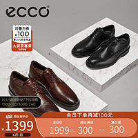 今日必买：ecco 爱步 正装男鞋 商务皮鞋男雕花布洛克德比鞋 里斯系列622164 黑色43