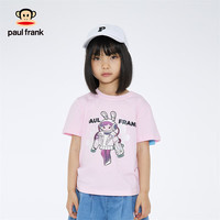 大嘴猴（paul frank）童装夏季短袖女童T恤纯棉中大童薄款可爱印花透气休闲潮流衣 粉色 120