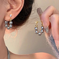 KOSE 高丝 法式复古珍珠耳钉女2024新款洋气感耳圈轻奢气质网红耳环耳饰
