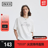 英克斯（inxx）Standby潮牌小猫刺绣休闲男女同款短袖T恤XME2010908 白色 S