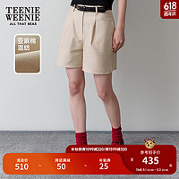 Teenie Weenie小熊短裤女2024年夏季新款高腰系带休闲短裤女