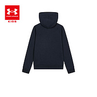 安德玛（Under Armour）男大童连帽加绒卫衣童装套头连帽运动上衣 黑色 130cm