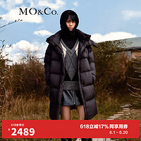 MO&Co.2023冬【90%鸭绒×防水】可拆连帽羽绒服MBC4EIN024 黑色 L/170