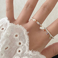 Trendolla 925银珠珠戒指女ins小众指环日常百搭珍珠设计感轻奢食指戒