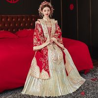 梵奥格(FANAOGE)秀禾服新娘2023明制汉服敬酒服结婚中式婚礼礼服女高级秀禾服 酒红色 帝瑶 M