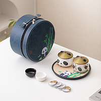 南臻 熊猫旅行茶具小套装便携式户外车载陶瓷泡茶壶茶杯简约茶具礼盒