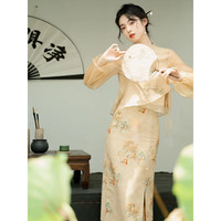 Hapag Lloyd轻奢新中式禅意茶服元素汉服套装春夏女装国风改良旗袍连衣裙 图片色 L