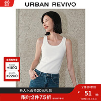 URBAN REVIVO UR2024夏季女时尚高街简约百搭修身圆领工字背心UWJ440012 本白 M