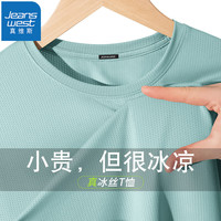 真维斯(JEANSWEST)冰丝网眼短袖t恤男夏季透气薄款半袖2024休闲圆领打底衫上衣 豆绿色 L(110斤-130斤)