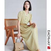 EACHWAY 艺之卉 法式优雅雪纺连衣裙夏季显瘦凉爽A摆中长裙