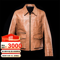 玩累了的孩子·复古系列 手工新喜马皮经典男外套复古猎装夹克 VINTAGE 7#L BROWN XL-42