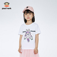 大嘴猴（paul frank）童装夏季短袖女童T恤纯棉中大童薄款可爱印花透气休闲潮流衣 白色 120