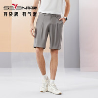 柒牌男装休闲短裤男2024夏季时尚潮流中青年条纹印花直筒男裤2930 中灰 36