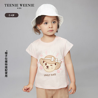 Teenie Weenie Kids小熊童装24夏季女宝宝纯棉印花圆领短袖T恤 粉色 110cm