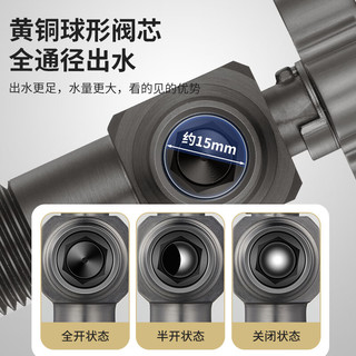 潜水艇（Submarine）球阀球形阀芯角阀黄铜全开大流量燃气热水器地暖壁挂炉 【黄铜亮银】冷水球阀 4分出水