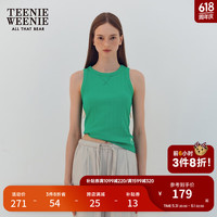 Teenie Weenie【莱卡弹力】小熊2024夏季新款无袖背心罗纹美背T恤女