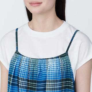 無印良品 MUJI（無印良品 ）女式 马德拉斯格纹 吊带连衣裙女装裙子格子裙纯棉全棉 BC2IIA4S