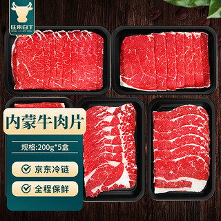 内蒙古牛肉片套餐1kg 新鲜牛肉卷肥牛片雪花涮火锅食材烤肉 生鲜