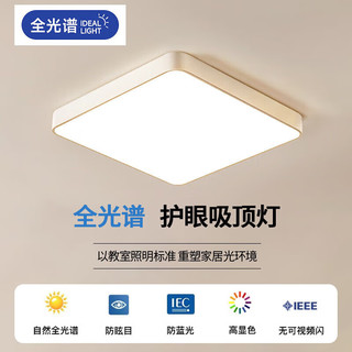 索亚达 2024年新款全光谱护眼吸顶灯现代简约房间主卧室led灯具 全光谱 白圆50cm白光48W*2