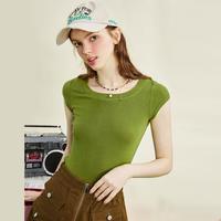 法式圆领显瘦薄款纯色打底衫2024夏季休闲简约女式T恤