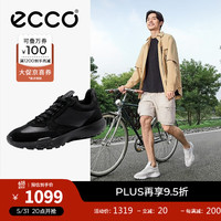 爱步(ECCO)休闲鞋男 运动鞋男鞋男士老爹鞋男牛皮复古华夫鞋 复古跑鞋524994 黑色52499451562 40