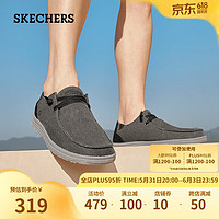 SKECHERS 斯凯奇 春秋男士帆布鞋软底缓震轻便日常休闲鞋66387 黑色/BLK