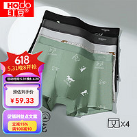 红豆男装 红豆（Hodo）内裤男棉质印花裆男士内裤四角男生短裤2024年