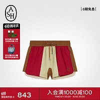 ASH女装2024夏季透气舒适系带修身运动短裤 绯红色 A70