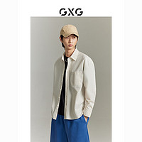 GXG 男装商场同款 双色长袖衬衫外套发泡印花宽松潮流 GEX10314403