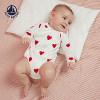 PETIT BATEAU 小帆船 法国小帆船Petitbateau新品长袖婴幼儿爱心包屁衣3件装斜襟A00AZ