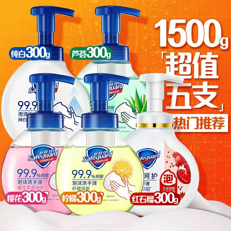 泡沫洗手液 300g*5瓶（送补充装200g*2袋）