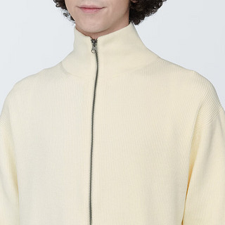 无印良品（MUJI）男式 可水洗 棱纹织 拉链开衫 短外套 男士毛衣男款 AA0QFA4S 米白色 XL (180/104A)