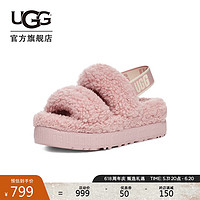 UGG 春夏女士厚底束带茸茸凉鞋 1120876 RSGRY|玫瑰灰色经典延续色 37