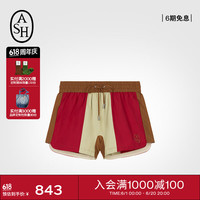 艾熙 ASH女装2024夏季透气舒适系带修身运动短裤 绯红色 A80