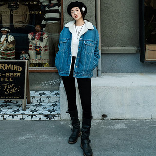 Levi's【同款】李维斯银标系列牛仔夹克仿羊羔绒 蓝色 L