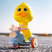 1 寶寶玩具車模型兒童慣性小汽車工程車玩具男孩1-3歲 按壓可滑行鴨子摩托車一只裝【藍