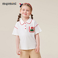 百亿补贴：MQD MINI童装女童短袖POLO衫夏季中小童立体钩花撞色线迹翻领上衣