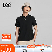 Lee 24早春标准版Logo织标男翻领短袖polo衫休闲LMT008160205 黑色 L