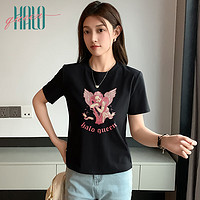 Halo Queen T恤女美式辣妹风丘比特字母印花T恤夏季薄款上衣H143T1601