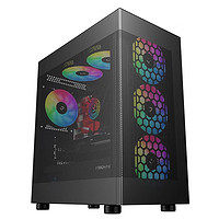 VISION 至睿 风魔台式机电脑MATX机箱 多维立体散热设计 （支持240水冷/M-ATX） 风魔 黑色